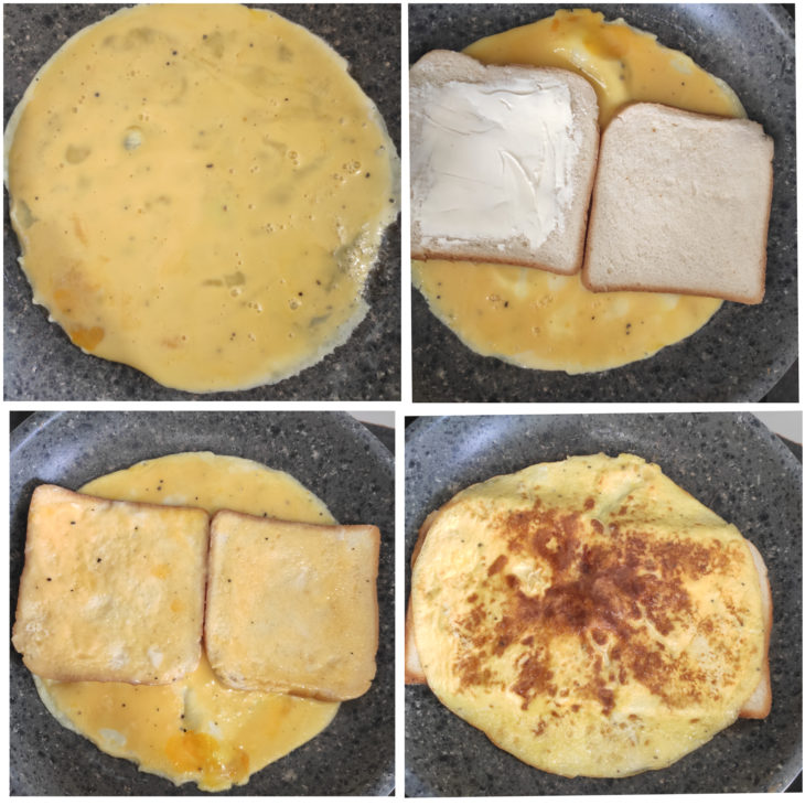 préparation omelette pain de mie